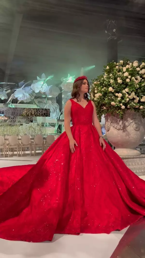 Vestidos de xv años discount con cola larga
